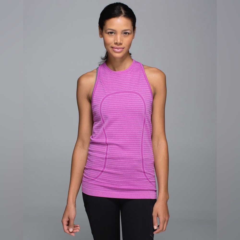 Lululemon Run:Swiftly Tech Tank Rugby Stripe Tonal Heathered Ultra Violet Size10